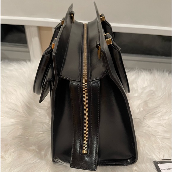 Saint Laurent YSL Small Uptown Cabas Top Handle Bag Black Clutch - Picture 9 of 15